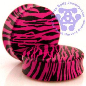 Double Flare Pink Zebra Plugs