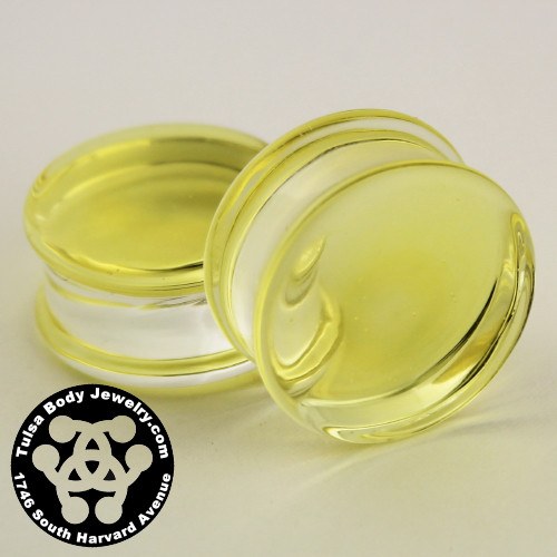 Yellow Double Flare Plugs by Glasswear Studios