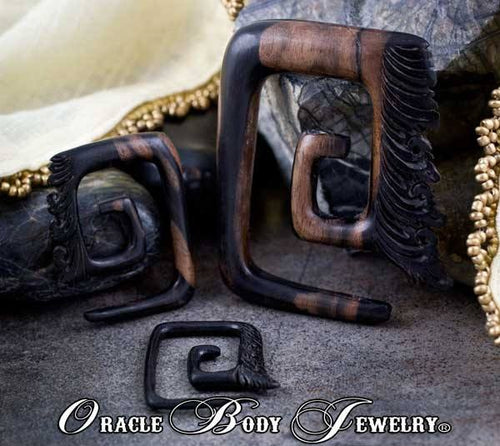 Ebony Square Temple Spirals by Oracle Body Jewelry