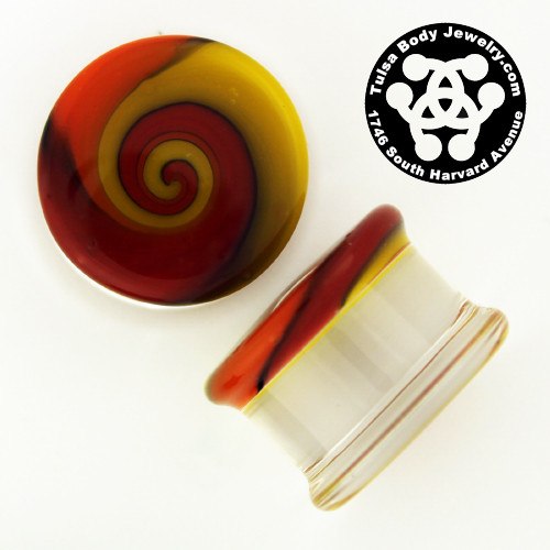 Fire Swirl Plugs by Glasswear Studios