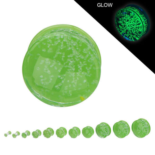 Green Glow-in-the-Dark Glass Plugs