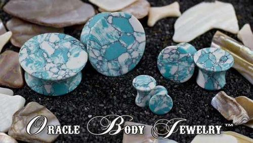 Ocean Wave Turquoise Mayan Plugs by Oracle Body Jewelry