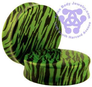 Metallic Green Zebra Plugs