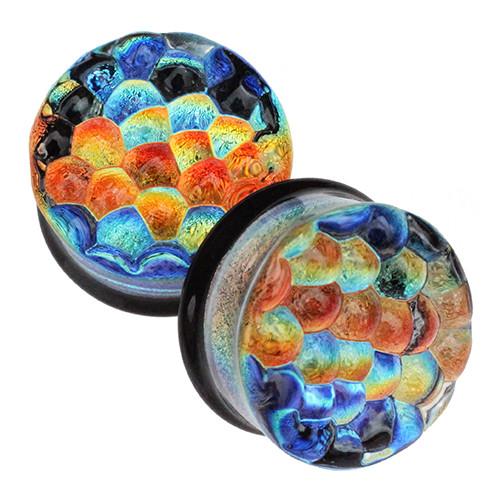 Rainbow Foil Bubble Textured Plugs by Glasswear Studios