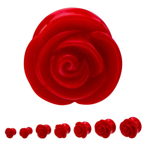 Red Acrylic Rose Plugs