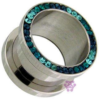 Blue Gradient CZ Screw-On Tunnels