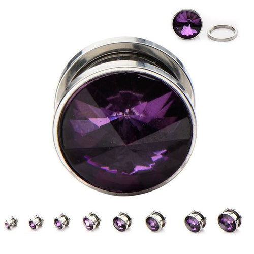 Purple CZ Screw-On Plugs