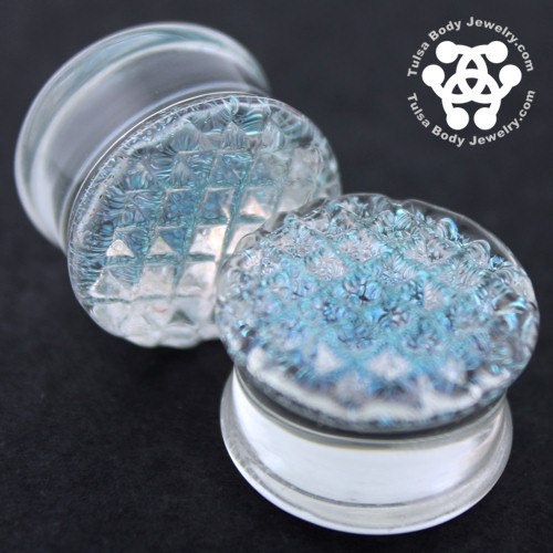 Silver Foil Waffle Plugs by Glasswear Studios