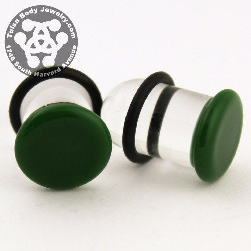 Green Single Flare Plugs by Glasswear Studios