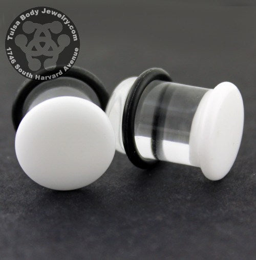 White Single Flare Plugs by Glasswear Studios