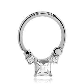 Square CZ Stainless Septum Clicker