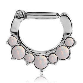 Opal Crown Stainless Septum Clicker