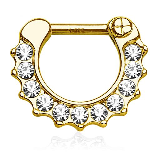 CZ Paved Yellow 14k Gold Septum Clicker