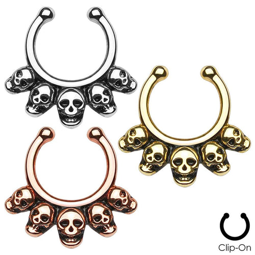 Skull Line Non-Piercing Septum Ring