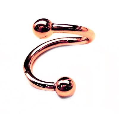 16g Rose 14k Gold Spiral Barbell