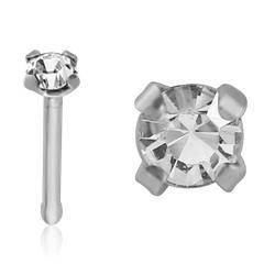 Prong CZ Stainless Nose Bone