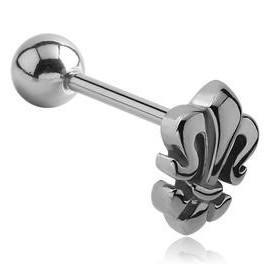 Fleur-de-lis Stainless Tongue Barbell