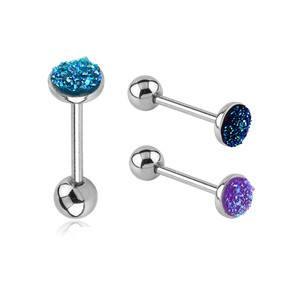 Druzy Stainless Tongue Barbell