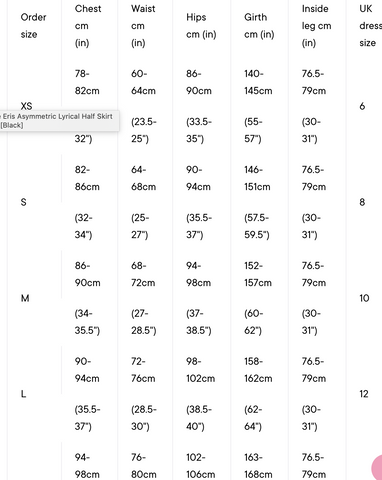 move dance wear size chart