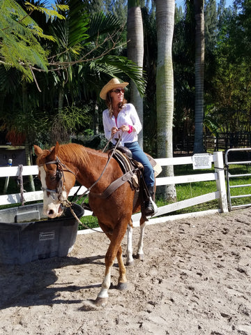 Hannah Meorah riding a horse in South Florida.