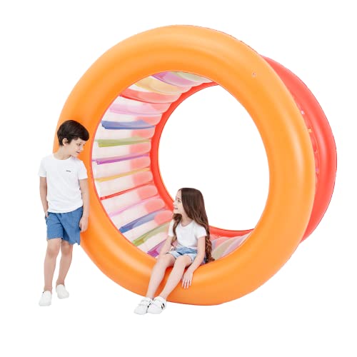 Tzsmat 73" Diameter Inflatable Giant Colorful Rolling Wheel for Pool Outdoor Backyard Lawn