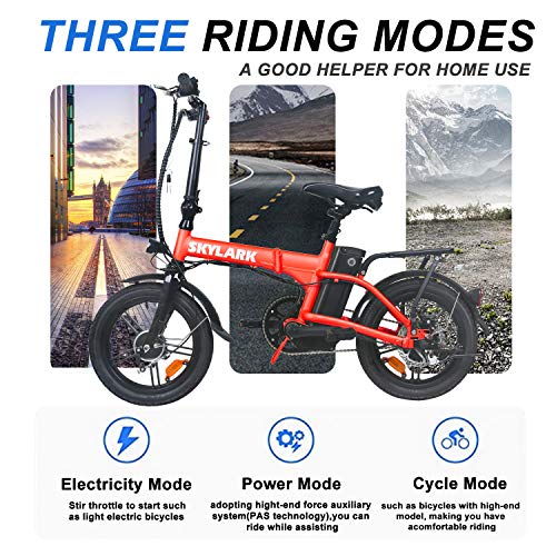 NAKTO Electric Bike Foldable16 x 1.75 Tire Electric Bicycle with 350W Motor, 36V 10AH Removable Battery up to 19MPH, Throttle & Pedal Assist,Rear Disc Brake for Adults and Teenagers