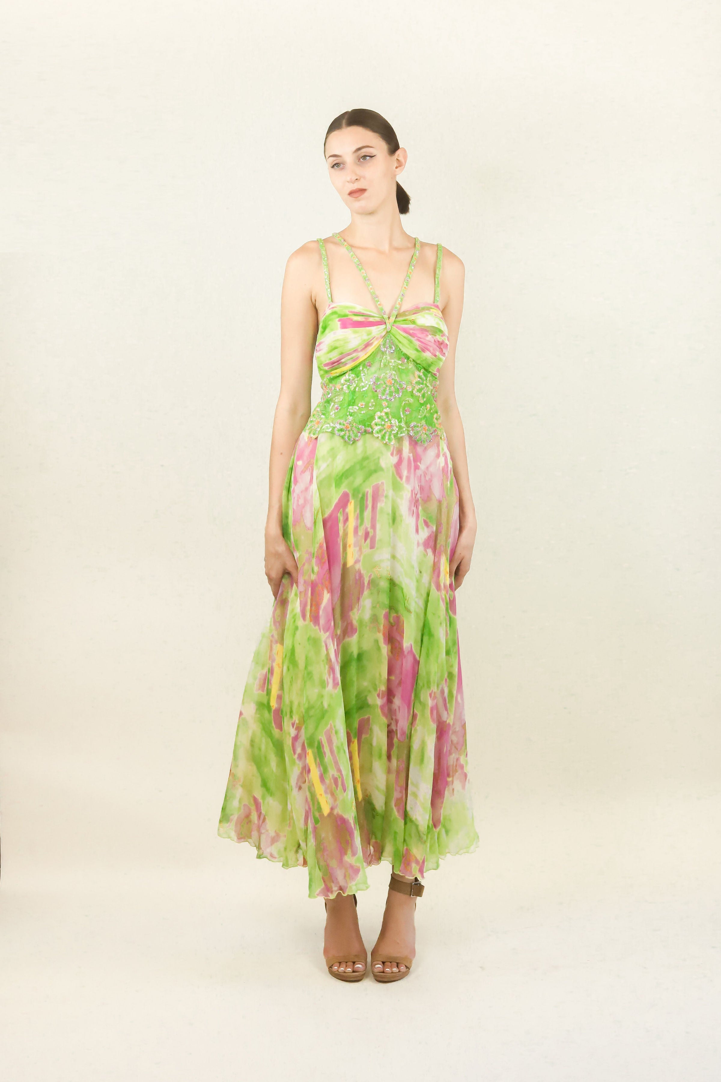Diane Freis Silk Chiffon Beaded Dress – The Kit Vintage