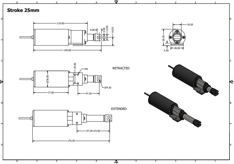 25mm stroke micro actuator