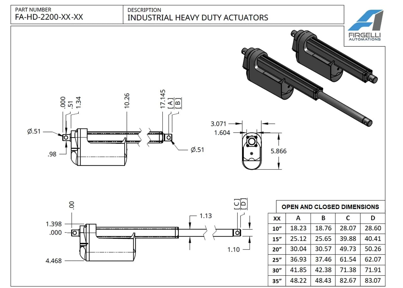 Industrial Heavy Duty Actuator Technical Drawing