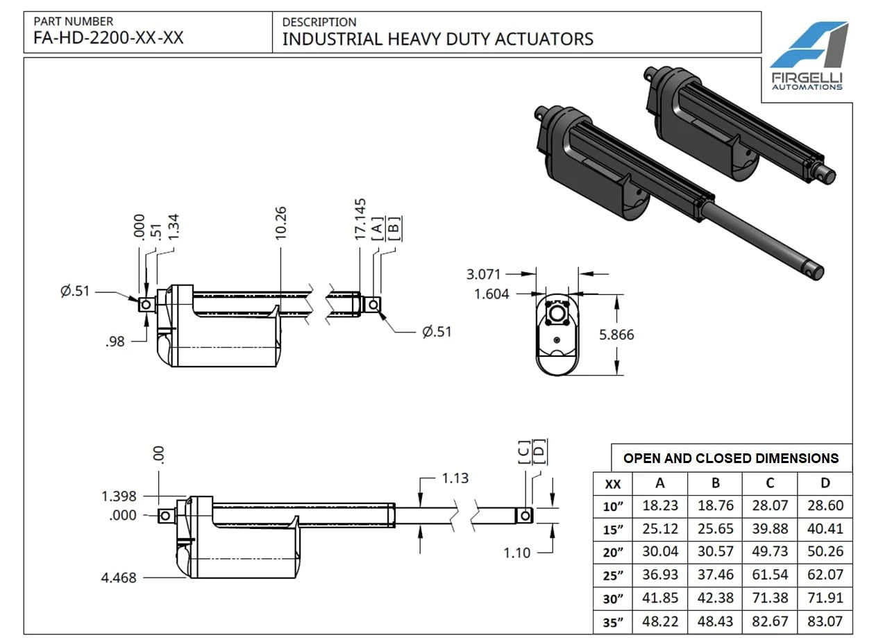 Desenho técnico do atuador pesado industrial