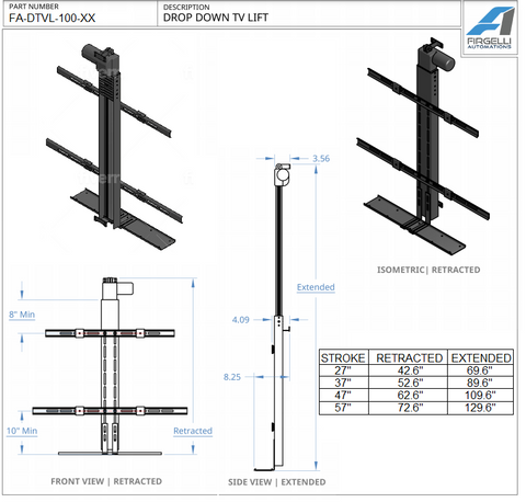 DROP DOWN TV LIFT MECHANISM