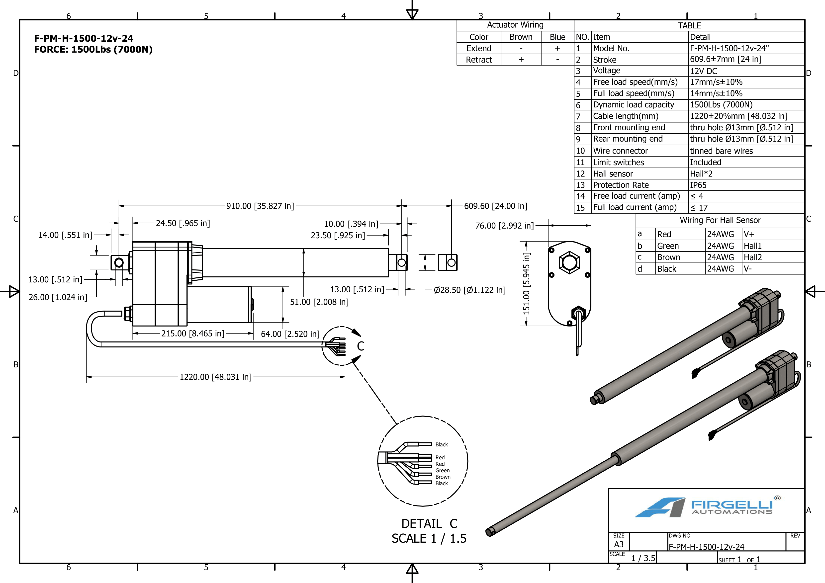 Power Max Dimensioni dell'attuatore pesante da 24 pollici ictus