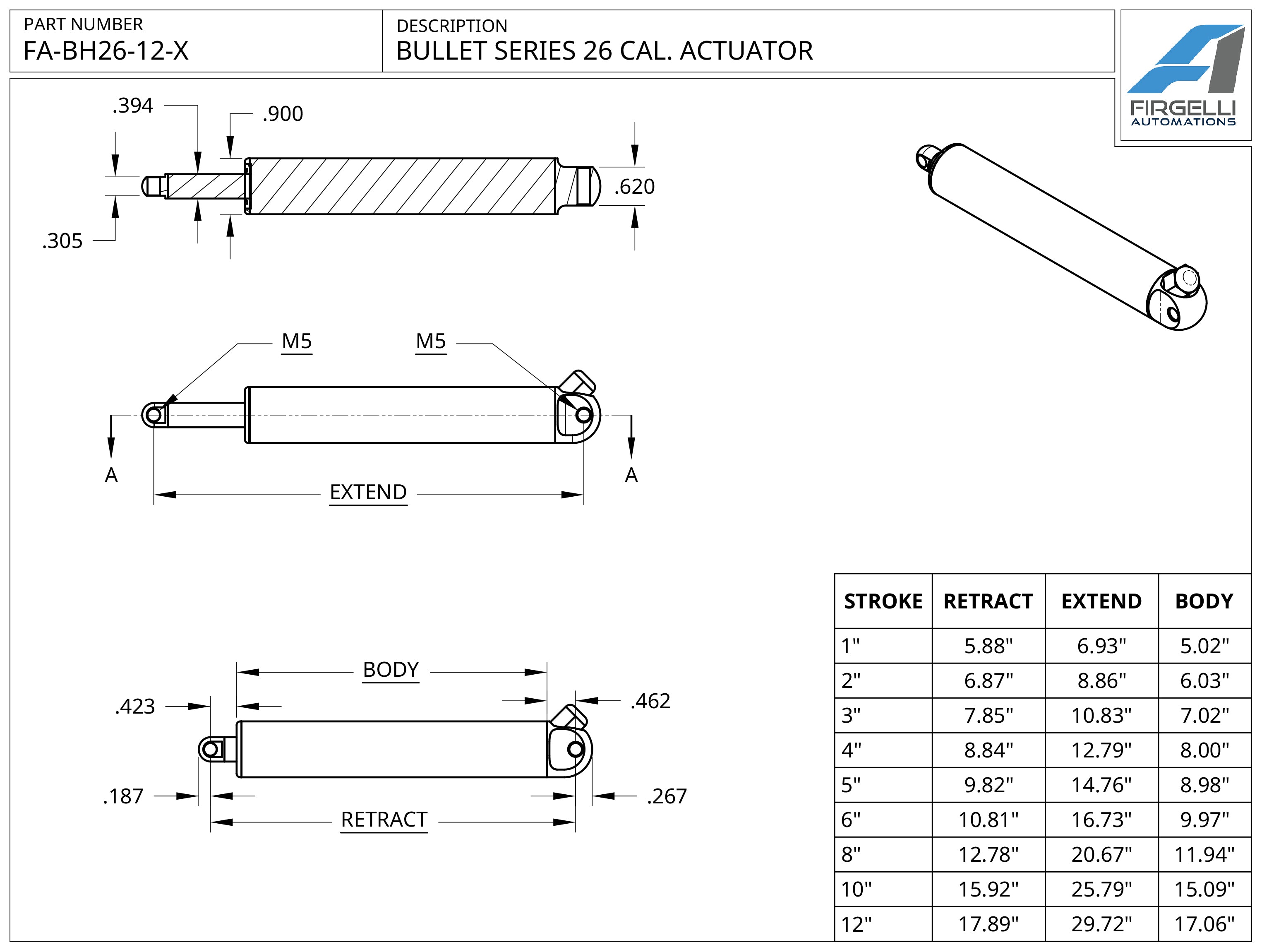 Bala 23 cal. Dibujo técnico