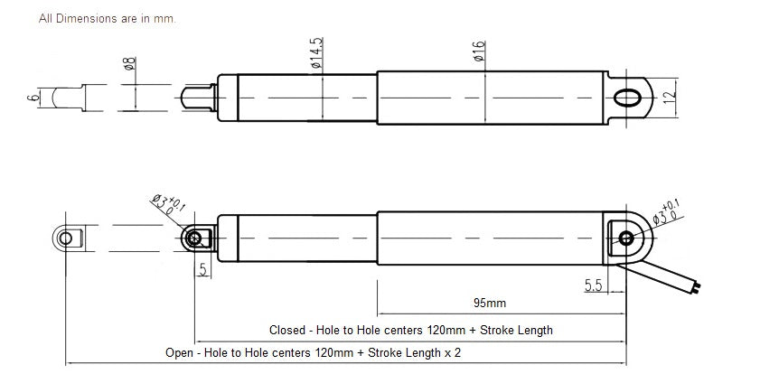 Hole to Hole dimensions on a typical actuator