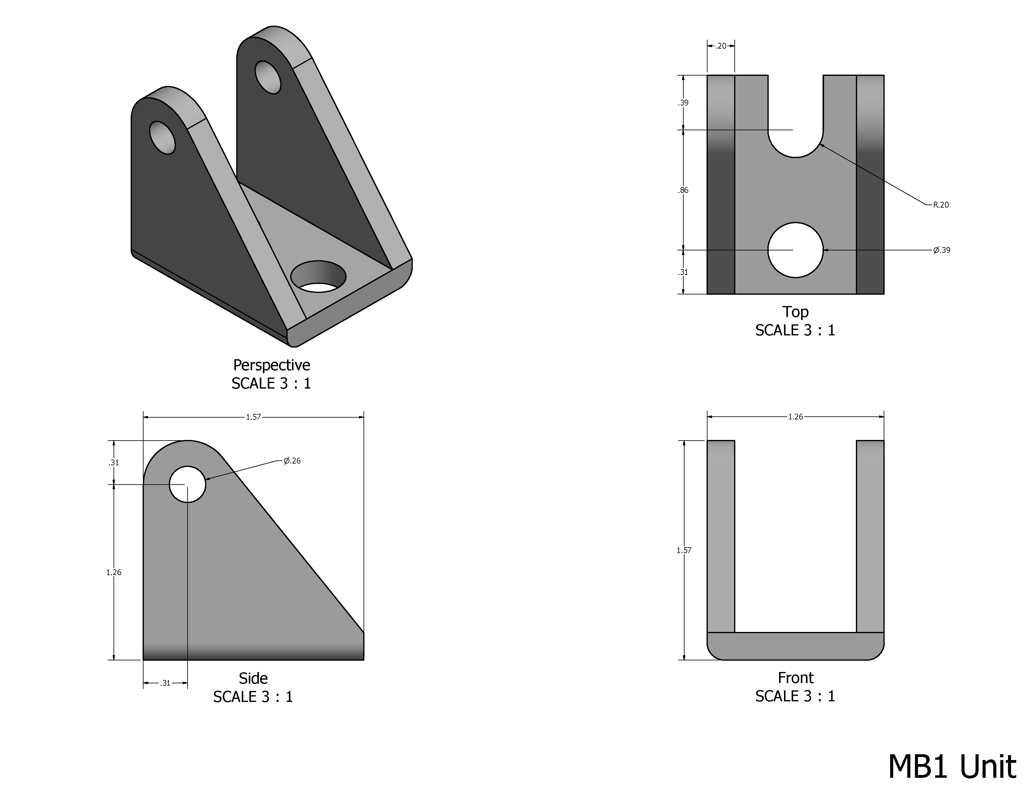 Dimensiones del soporte MB1