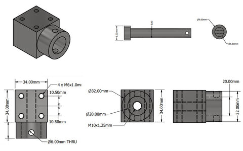 Linear Actuator bracket dimensions