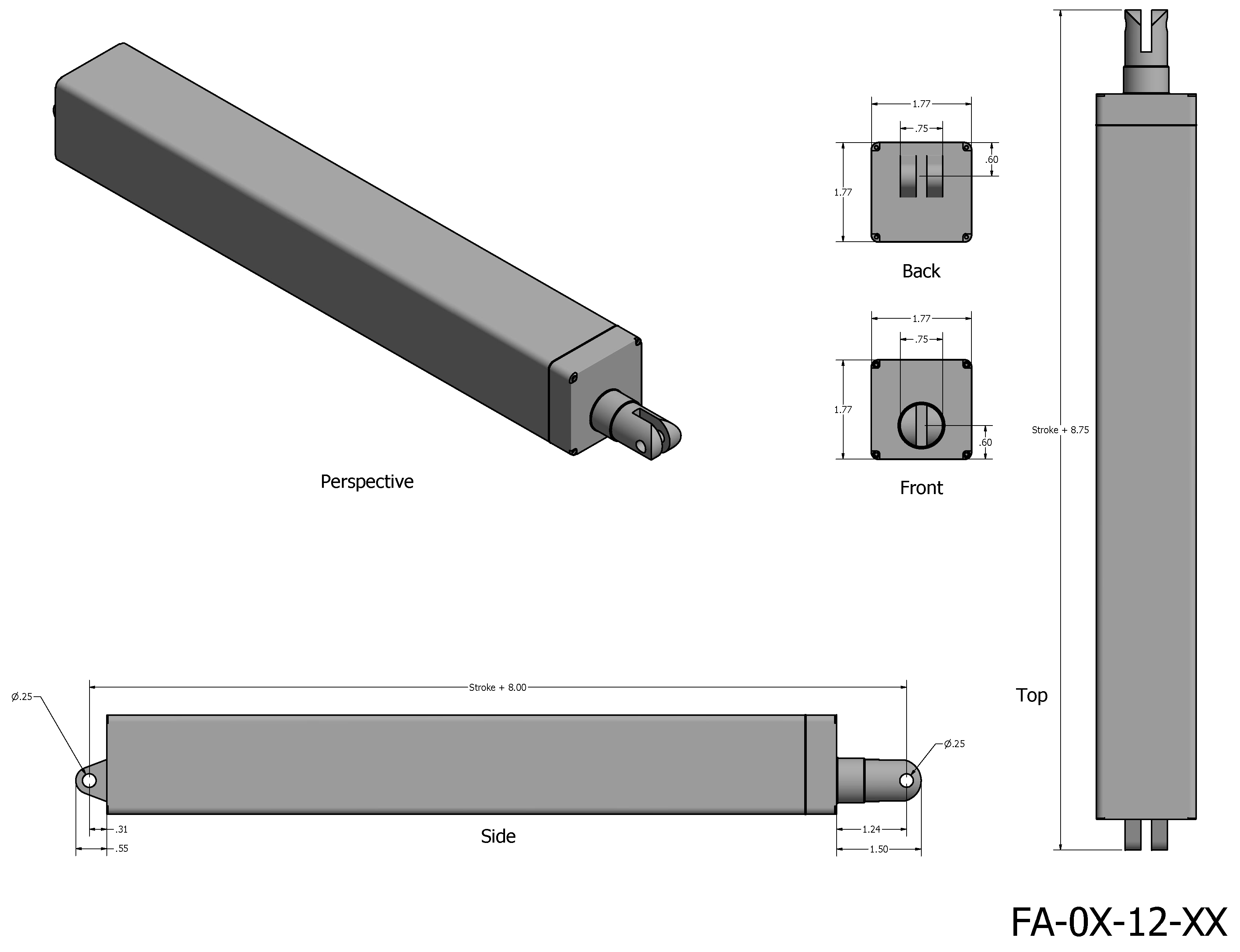 Sleek Rod Actuator Dimensions