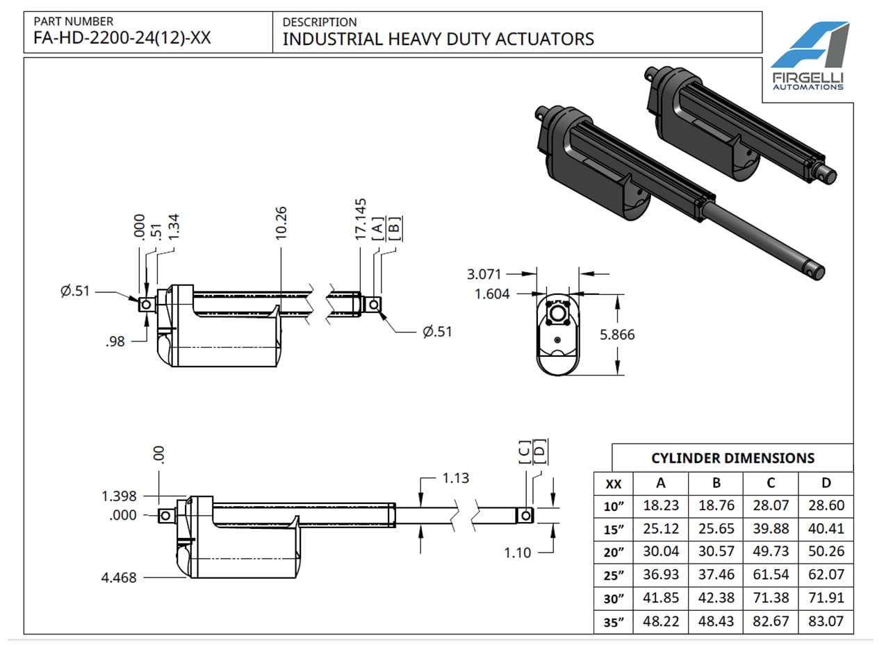 Industrial Heavy Duty Actuator Technical Drawing