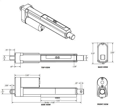 adjustable limit switch linear actuator dimensions