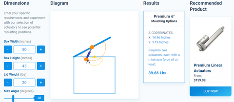 Linear actuator calculator