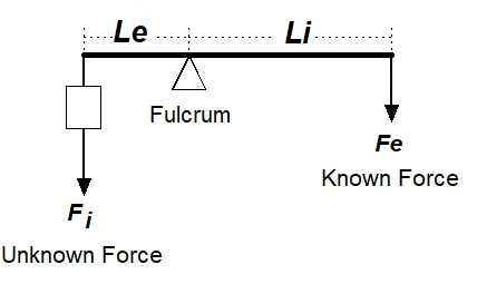 Diagrama de cálculo de alavanca de primeira classe