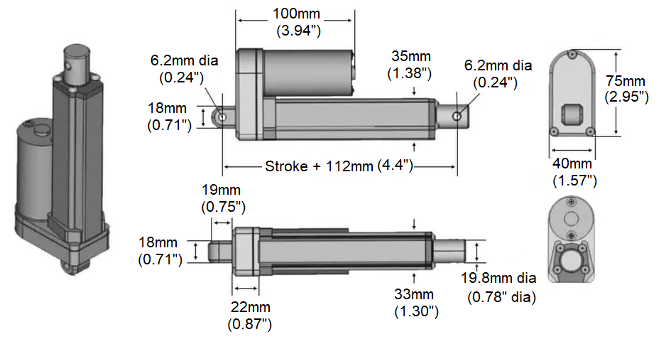 12V aktuator linier