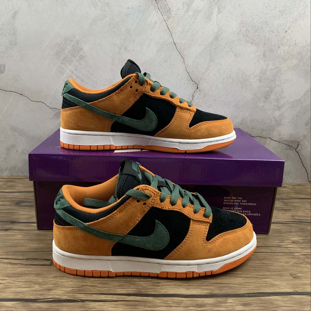 nike dunk orange black green