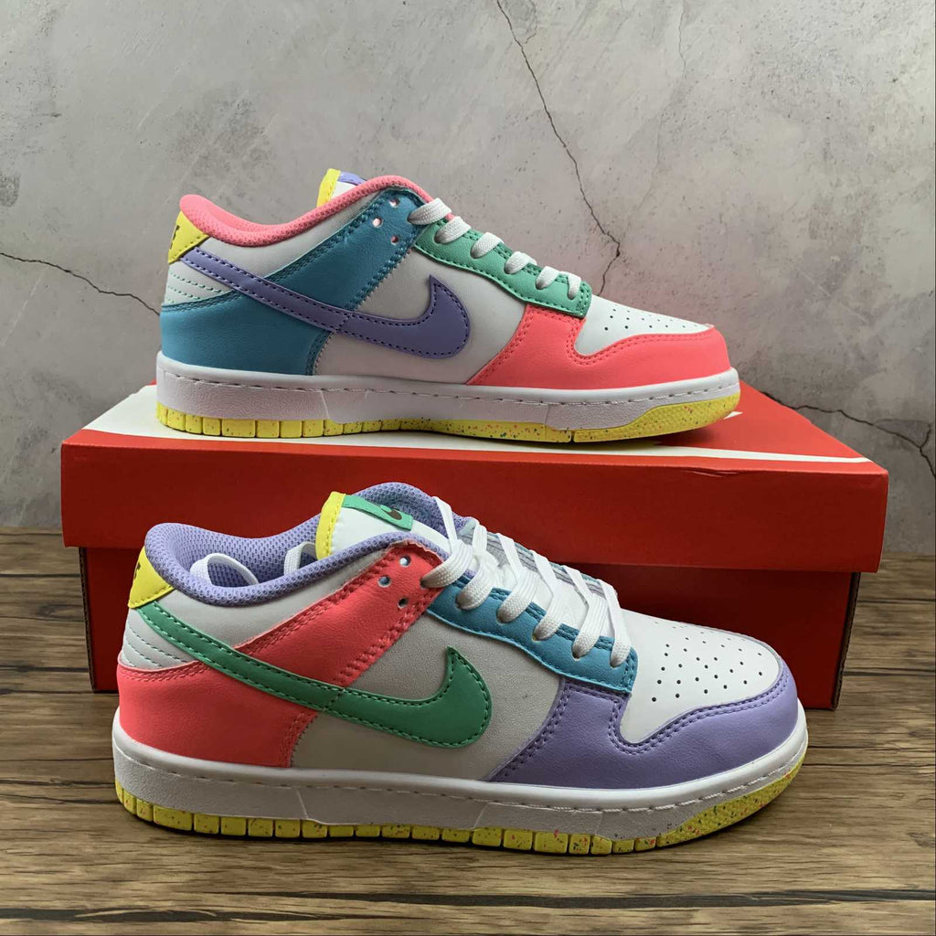 nike dunk low se white green glow sunset pulse