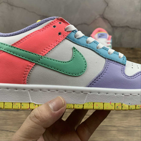 nike dunk low se white green glow sunset pulse