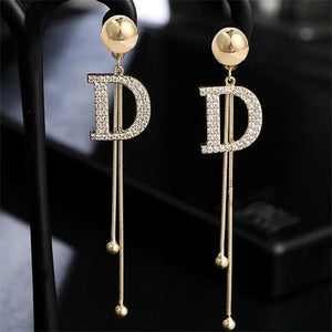 Gold Crystal D Earrings - J. McCray Style Boutique