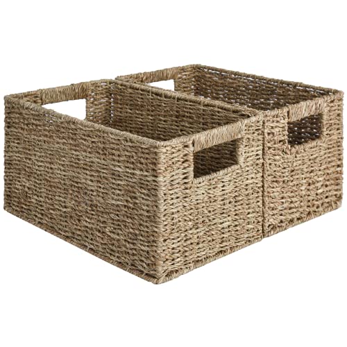 StorageWorks Seagrass Woven Storage Basket, Bathroom Storage Organizer Basket, Toilet Paper Basket, Storage Basket for Toilet Tank Top, 16.9 inch x