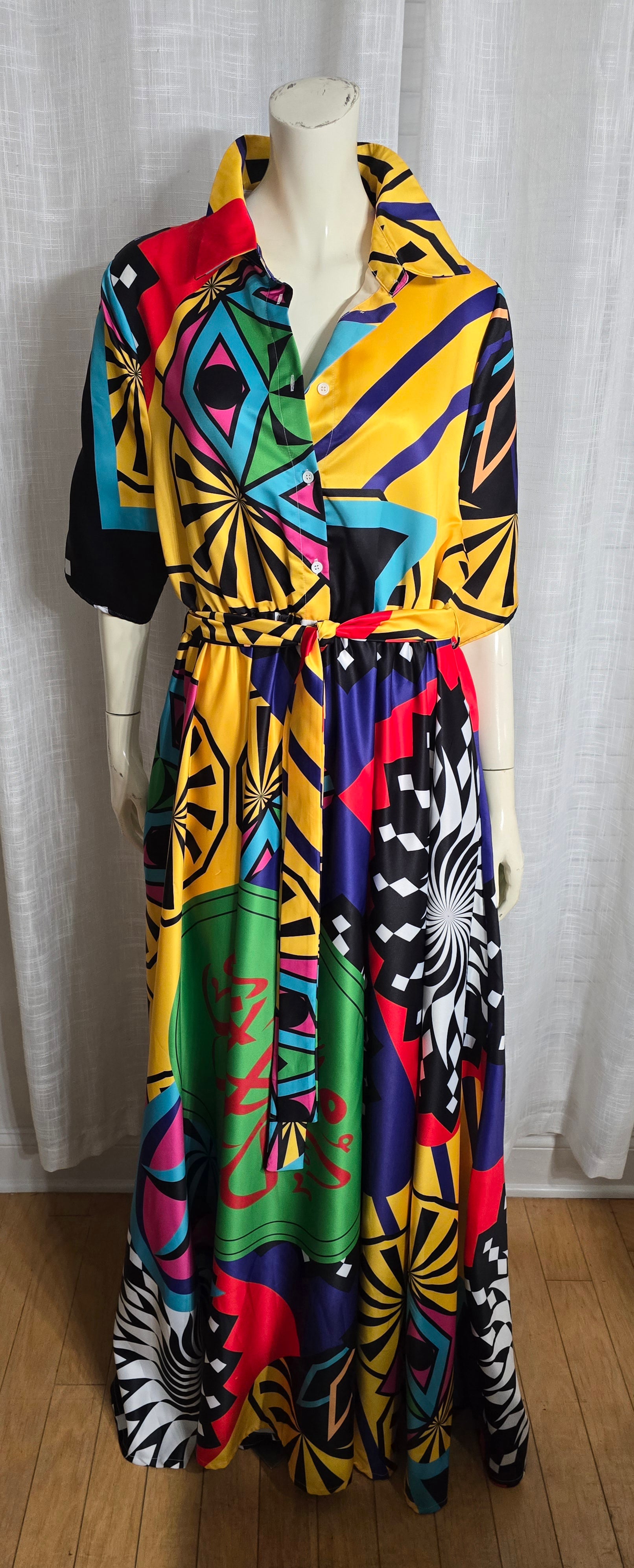 Eien Multi Print Maxi Dress Sz 2XL