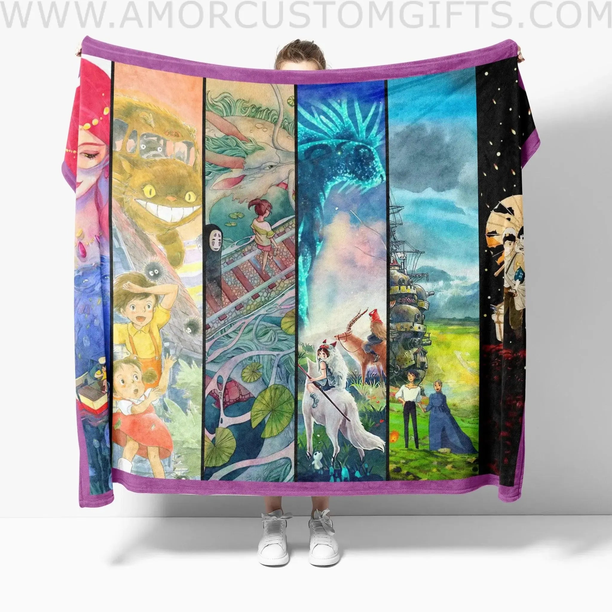 Custom Studio Ghibli Blanket, Personalized Fleece Blanket, Customized Blanket