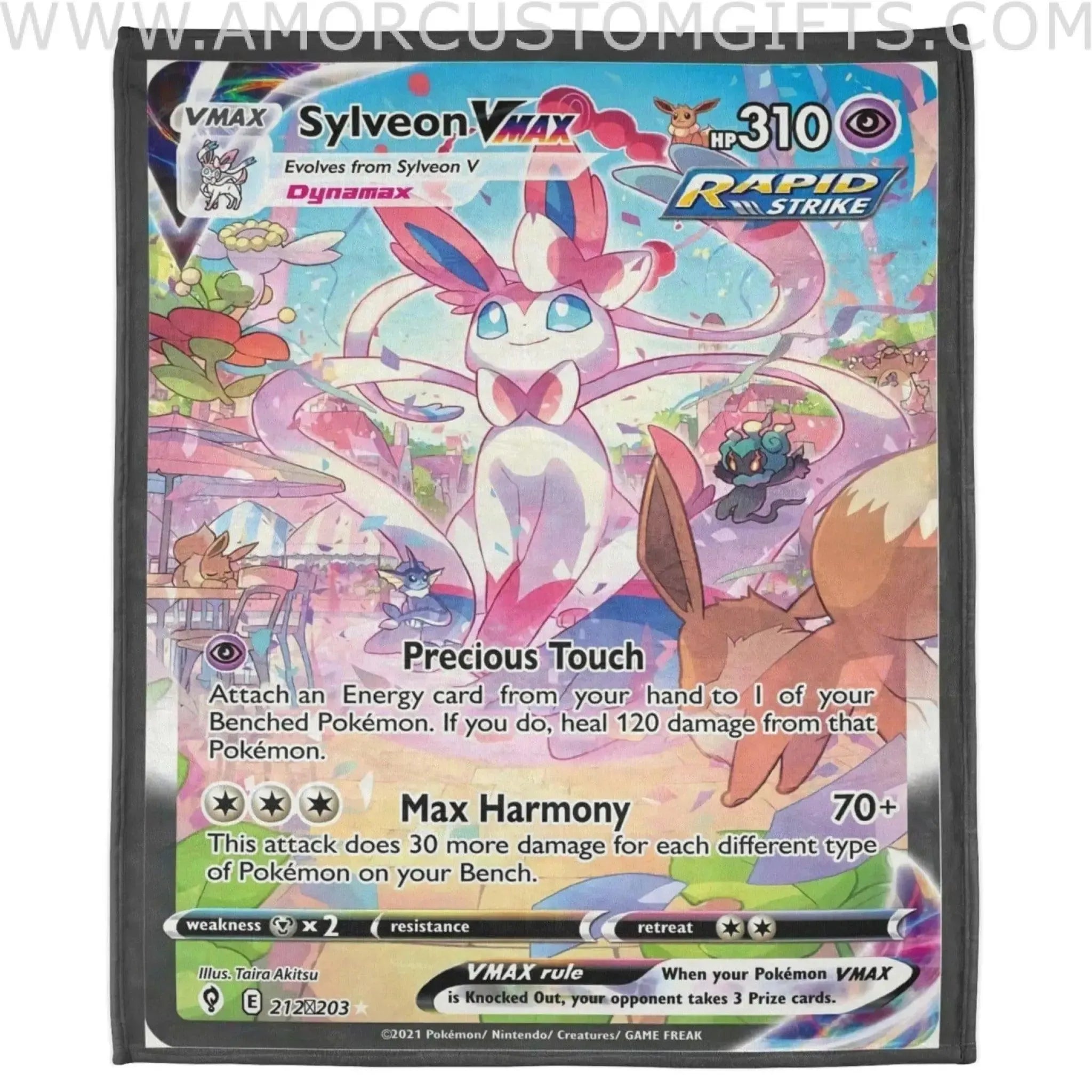 Custom Sylveon Vmax Blanket, Personalized Fleece Blanket, Customized Blanket